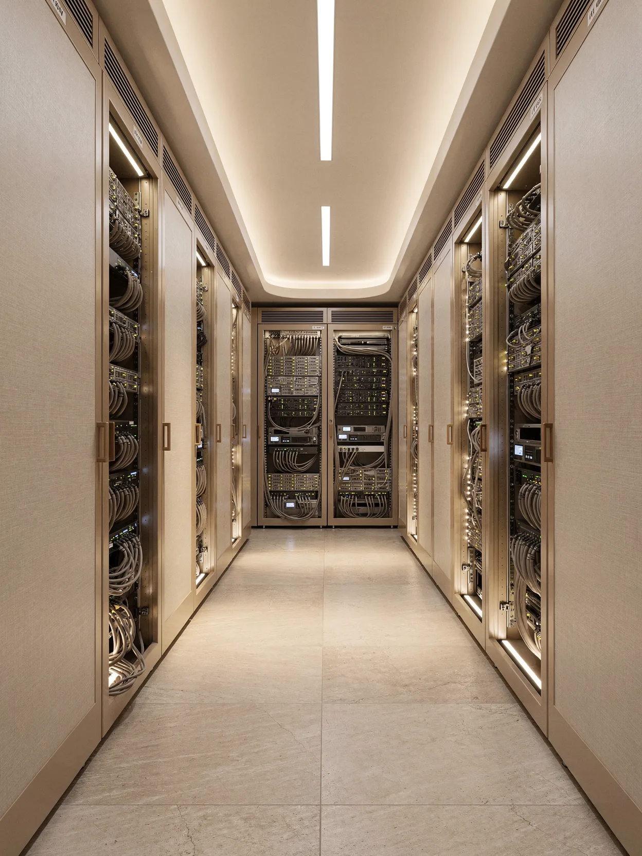 Datacenter corridor — representing the infrastructure discipline required by production agentic AI